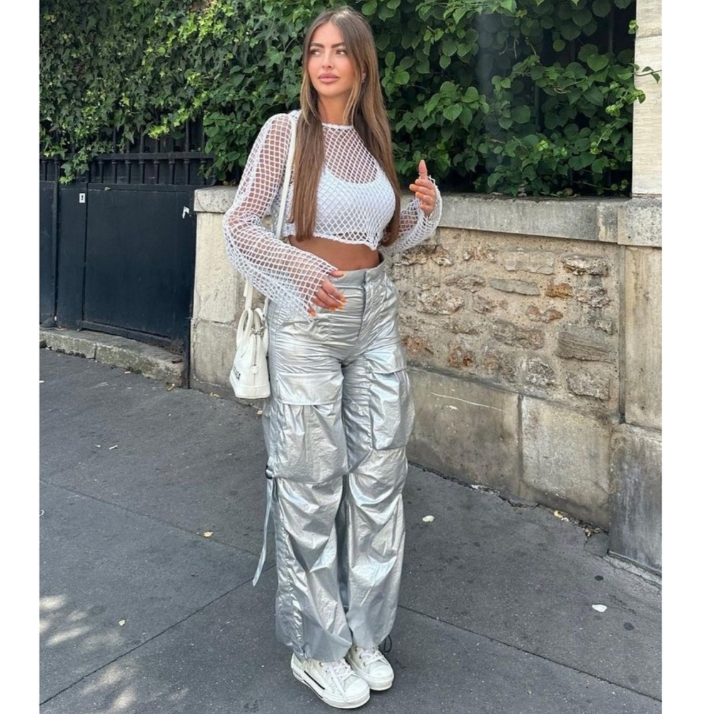 Zara Silver Cargo Pants